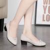Spring shallow mouth foot cover low-top shoes medium heel leather shoes comfortable integrated heel shoes