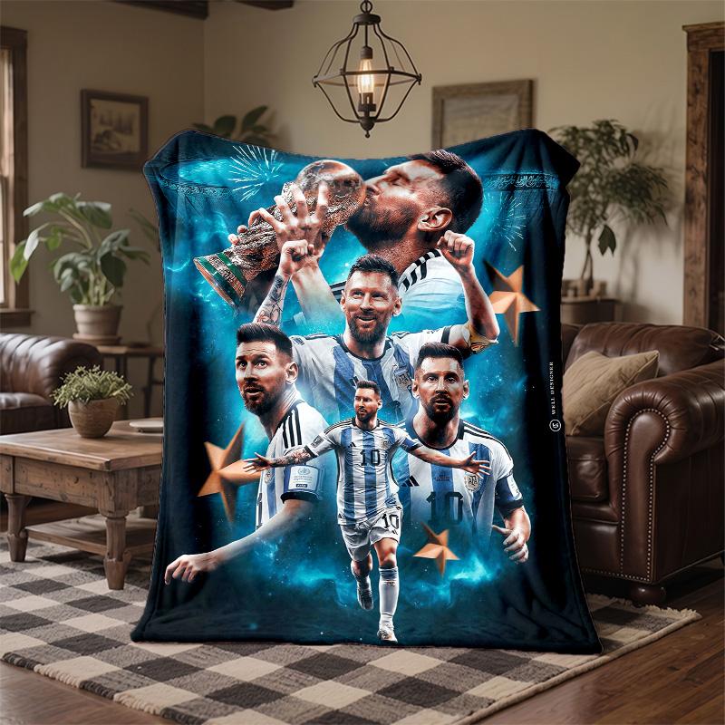 Lionel Messi Print Flannel Blanket Soft Warm Sofa Bed Throw Blanket For Home Office Bedroom