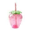 Summer Cute Strawberry Straw Water Bottle Cartoon Food Grade PP Milk Coffee Straw Cup for Home Drinkware