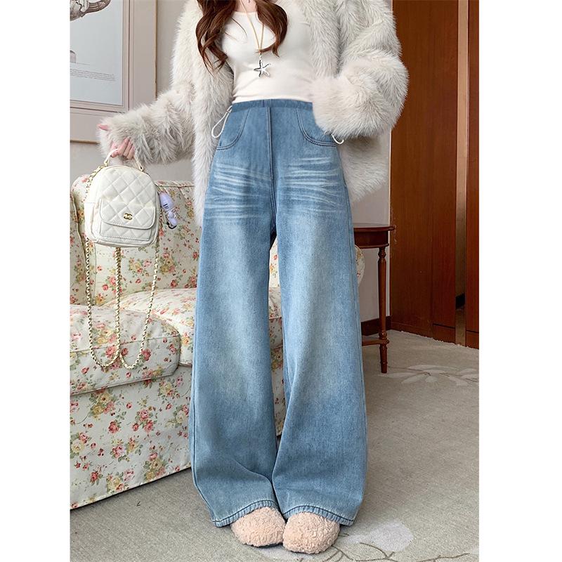 High-Waist Loose Fit Maternity Wide-Leg Jeans in Retro Washed Blue XL синий