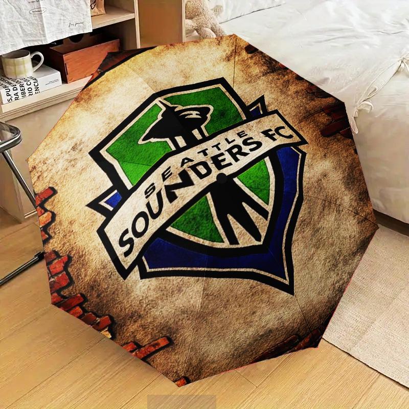 1PC Seattle Fc Logo Printed Umbrella Folding Umbrella, Automatic Umbrella 8-Frame for Travel, Camping Fan Gifts Christmas Gifts