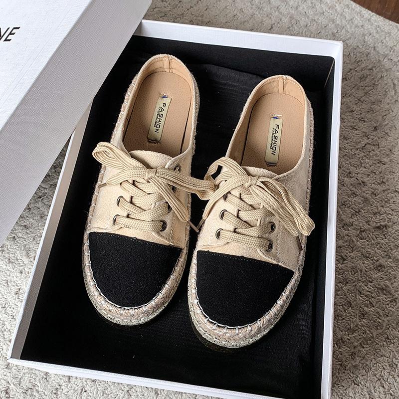 Xiaoxiangfeng bag head half slippers women's 2025 new fashion lazy one pedal with skirt strap fisherman slippers
