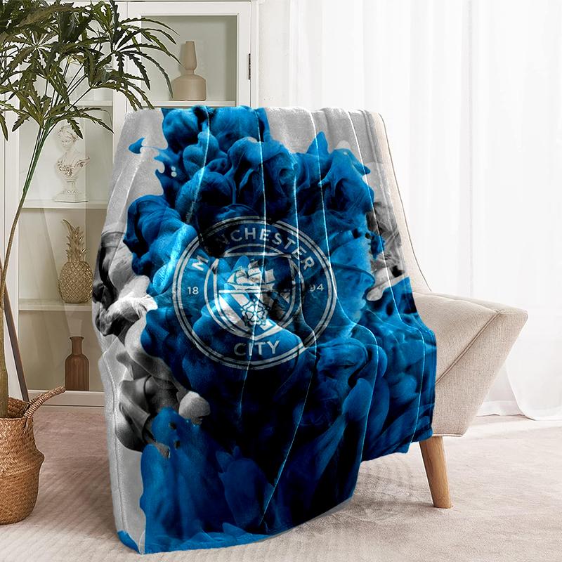 Manchester City FC Print Blanket - Soft & Comfortable, for Bedroom, Travel, Sofa, Home Decoration - Birthday Christmas Gift for Friend