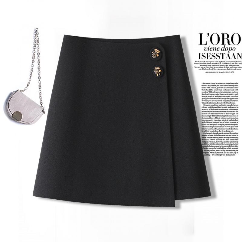 

2026 New Women s Gray Irregular Slit A-line Skirt - Slimming Petite Autumn/Winter Fashion 2XL (62.5-67.5 kg) чёрный