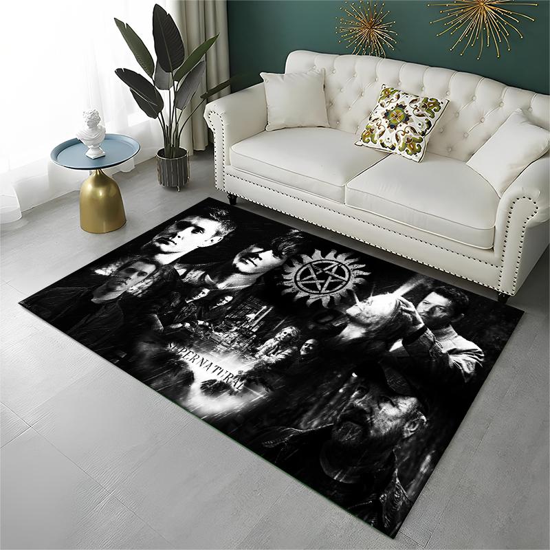 Tappeto SPN Supernatural Dean Sam per Stanza dei Giochi, Camera da Letto, Soggiorno, Divano, Decorazione Casa, Tappeto per Area Bambini, Tappetino Antiscivolo, Regalo