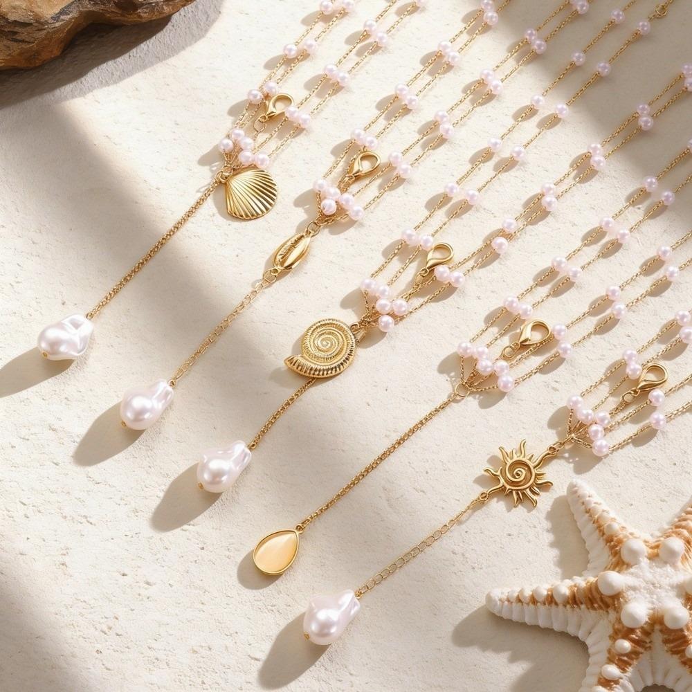 Pearl Pendant Belly Chain Zinc Zinc Alloy Boho Chest Chain Vintage Waist Chains  Music Festival