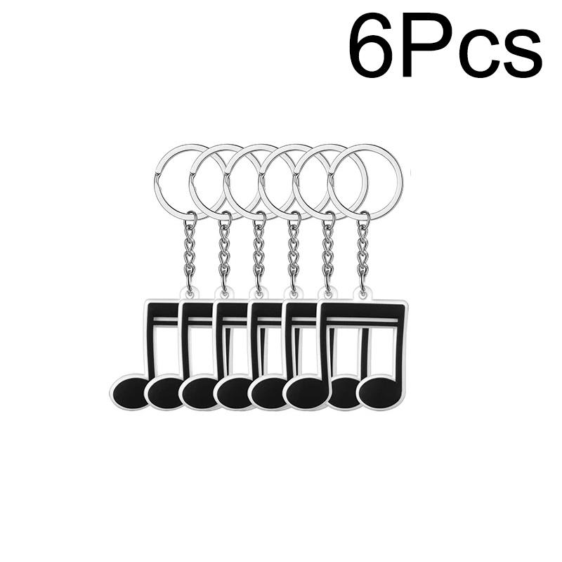 6 Pièces/Paquet Note de Musique Vintage Fournitures Bal de Promo Anniversaire Bague Thème Musical Décorations de Fête DIY PVC Porte-clés Rétro Cadeaux Musicaux