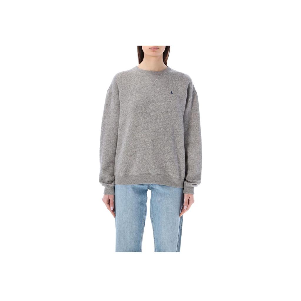 Polo Ralph Lauren Logo Print Crew Neck Pullover Long Sleeve Sweatshirt Women sweatshirt Gray 211943006-004