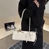 Simple Solid Color Pu Shoulder Bags for Women Sweet Bow Thread Design Ladies Underarm Bag Casual Versatile Female Pillow Handbag