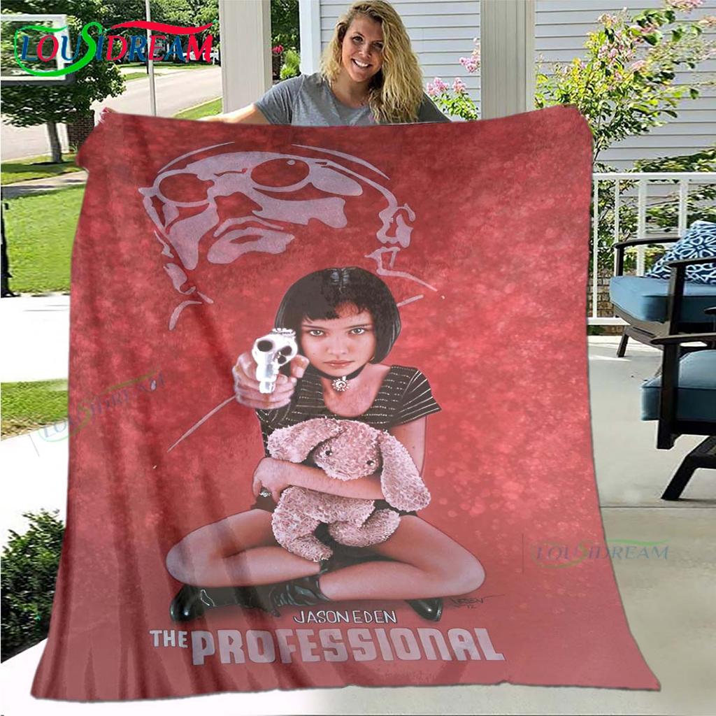 Hot Famous Movies Leon Jean Pattern Blanket Flannel Thin Blanket Portable Home Travel Office Lunch Break Blanket Birthday Gift