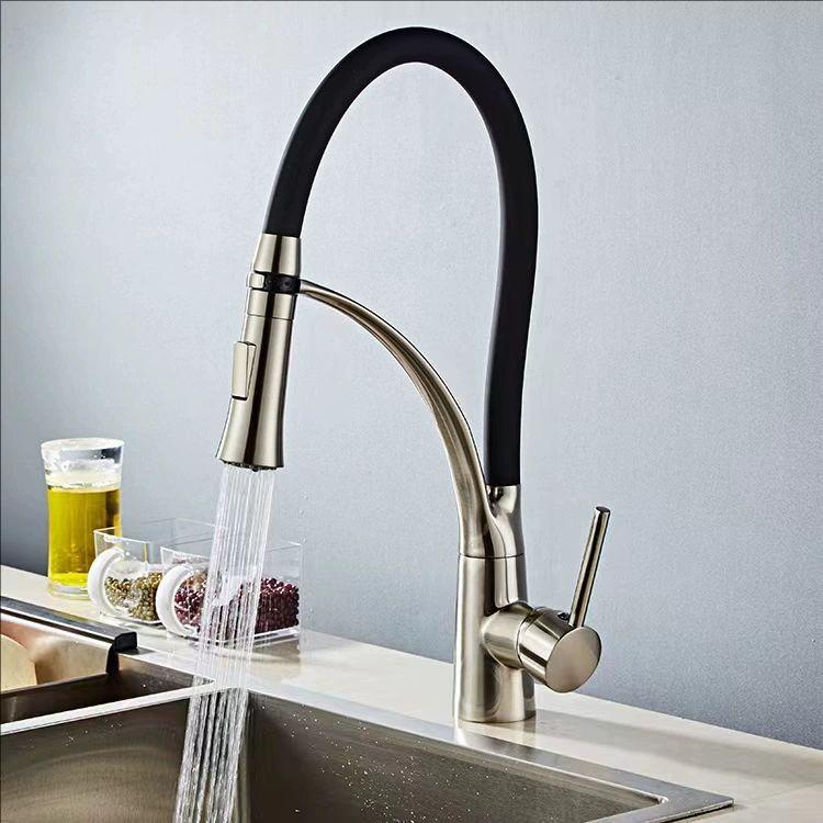 Black Sink Faucet Swivel Pull Down Kitchen Faucet Sink Tap Mounted Deck Bathroom Mounted Silicone bending Hot and Cold Mixer