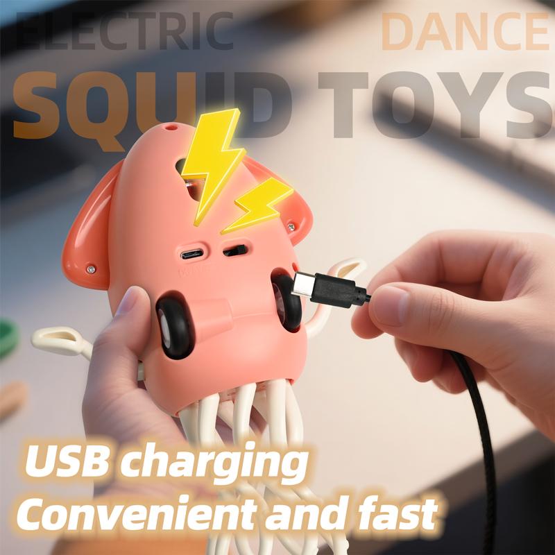 Electronic Dancing Squid Toys with Light&Music Funny Induction Lying Flat Squid Toddler Interactive Development Tummy Time Gifts