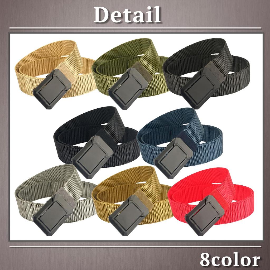 [One Limitation] Mesh Sport Nylon Belt with Buckle, Lightweight, Adjustable, Outdoor, Men's BP802 (Black)