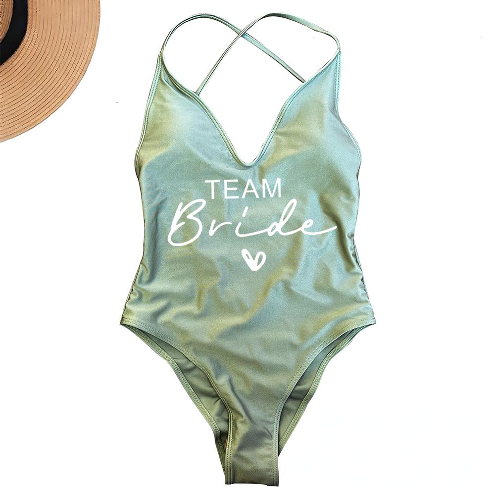 Sexy Padded One Piece Swimsuit Women Team Bride Swimwear Bikini Summer Bathing Suit Plus Size Beachwear Bachelorette Party Lady