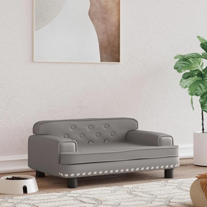 VidaXL Dog Bed Grey 70x45x30 Cm Faux Leather 171892