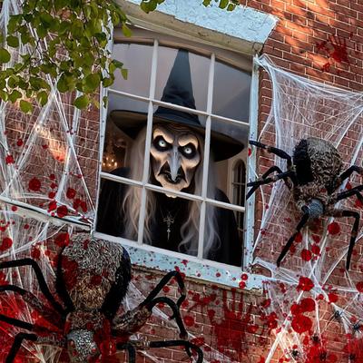 Halloween Raamhoes Spookachtig Spook Zombie Raamposter Plakfolie Eng Hangende Achtergrond Decor voor Halloween Feestartikelen