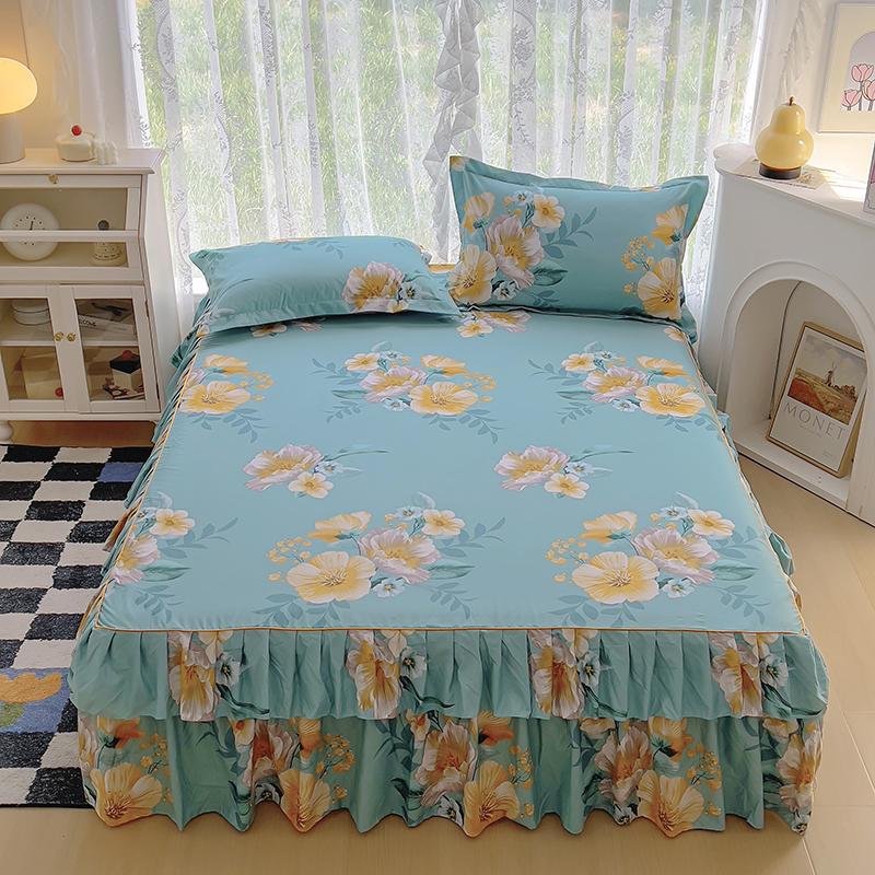 Double Bed Skirt Simple Style Bedspread Queen Size Bed Cover Breathable Mattress Protector Falda De Cama (Pillowcase Need Order)