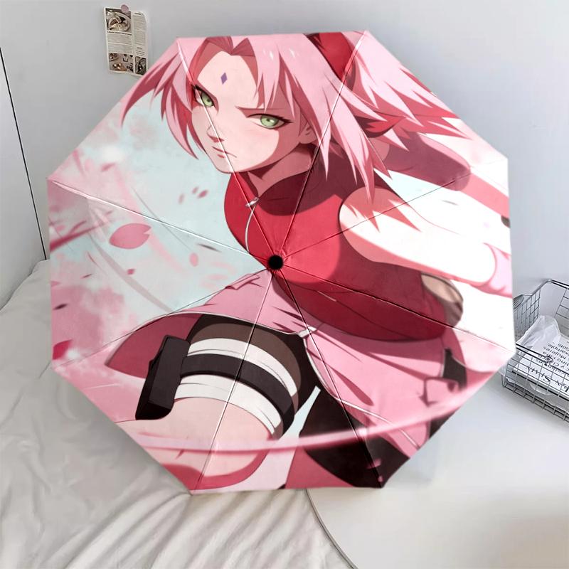 

Sakura Haruno Cartoon pattern, automatic folding umbrella, portable and foldable design, 8 ribs, a Christmas or birthday gift.