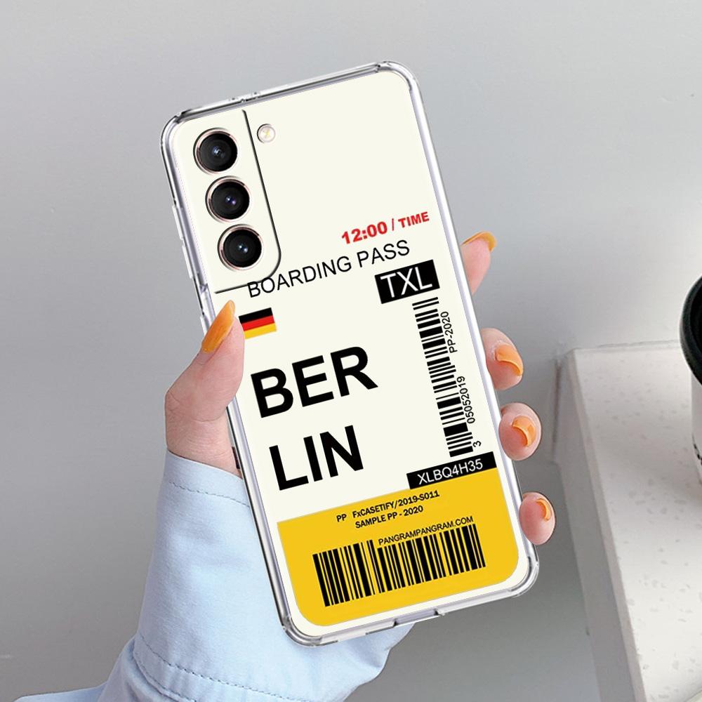 Phone Case For Samsung Galaxy S26 S25 S24 S23 S22 Ultra S20 S21 FE 5G Plus Clear Cover World City Travel Ticket New York London