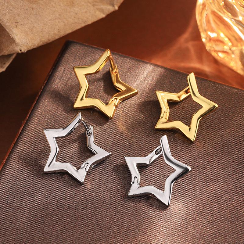 3D Geometric Hollow Star Earrings: Niche Design, Sweet & Cool Style