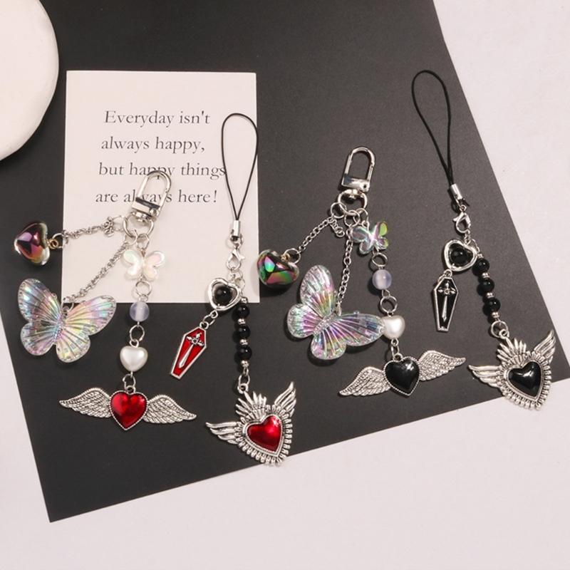 Trendy Phone Lanyard Angel Heart Keychain Pendant Durable Phone Strap Portable Phone Jewelry Suitable for Keys Phones