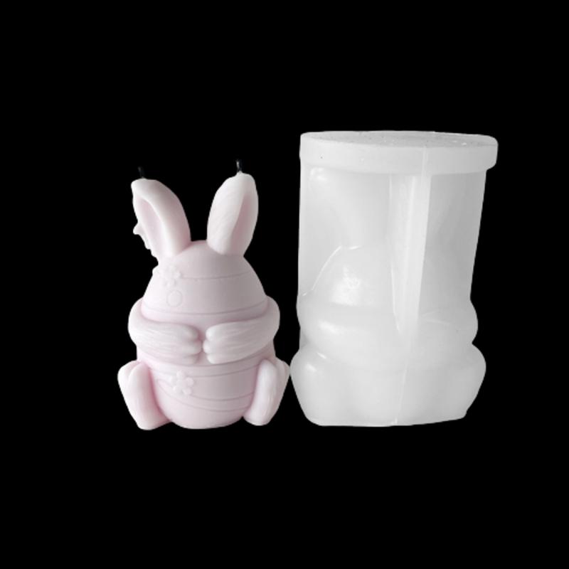Face-less Rabbit Candle Mold Diy Cover Your Eyes Mouth and Ears Rabbit Aromatherapy Candle Gypsum Incense Stone Mold