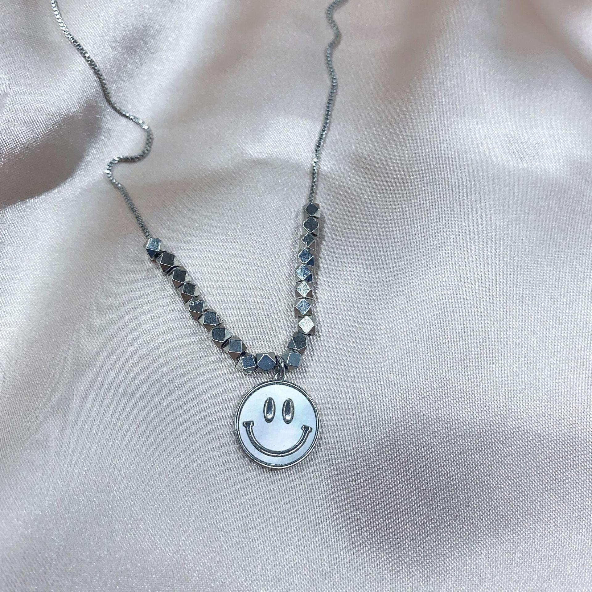 Women s S925 Sterling Silver Seashell Smiley Face Necklace - Trendy Winter Luxury, Simple & Versatile Clavicle Chain