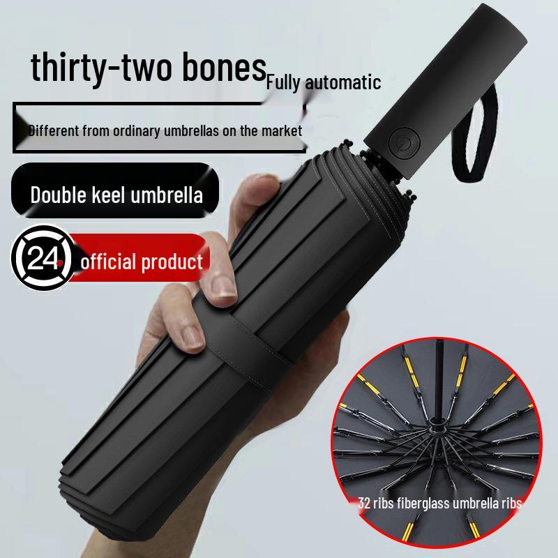 Men's Large Windproof Folding Umbrella: Reinforced, Sturdy, Dual-Use for Sun & Rain