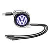hijk1 3 In 1 Retractable Data USB Cable Charger Fast Wire Charging Cable For VW Golf Tiguan T-Roc Polo Passat ID.4 T-Cross ID.3 Taigo