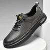 Men's shoes 2025 summer new men's Korean version of light luxury leather surface advanced sense waterproof and non-slip fashion lace-up shoes