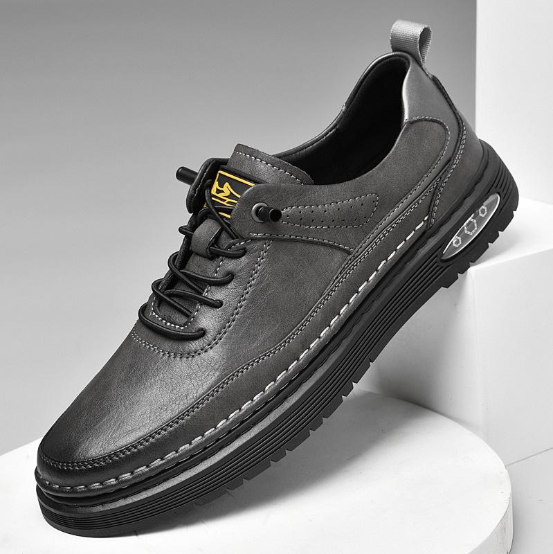 Men's shoes 2025 summer new men's Korean version of light luxury leather surface advanced sense waterproof and non-slip fashion lace-up shoes