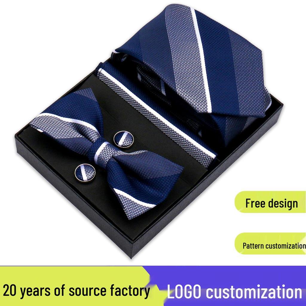 Men's Silk Bow Tie & Pocket Square Gift Set - Business & Wedding