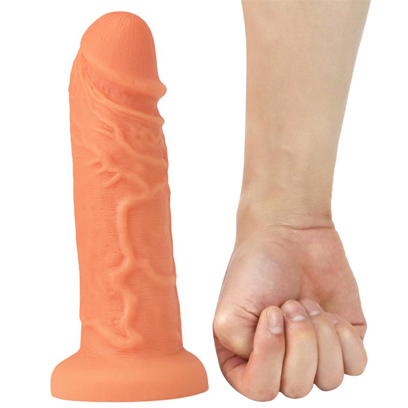 Female Big Penis Liquid Silicone Simulation Fake Penis Thick and Long Eggless Sucker Anal Plug Masturbation Device