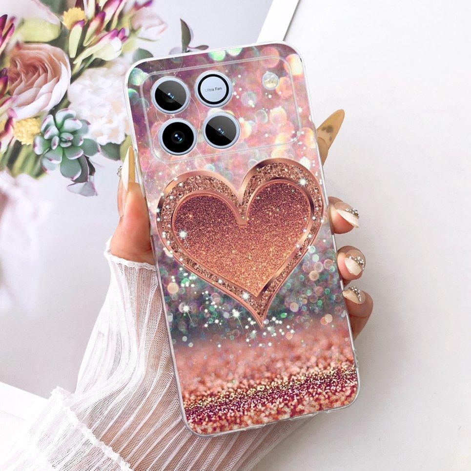 Bow Love Heart Pattern Cute Cat Phone Case For Honor Win 5G Casing Soft TPU Silicone Shockproof Back Cover Transparent Capa