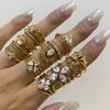 3pcs/Set Elegant 18K Gold Color Adjustable Size Threaded Ring Accessory Stylish Finger Accessories for Fashionistas
