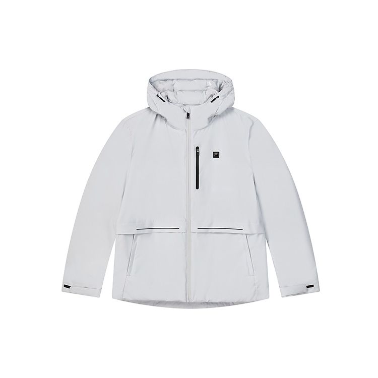 

FILA однотонный повседневный пуховик с капюшоном и логотипом, мужская верхняя одежда, светло-серый F11M247911F-GY M