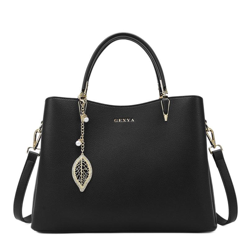 Women's Handbag New Fashionable and Simple Middle-aged Mother Bag, Large Capacity Multi Compartment Soft Leather Commuting Bag