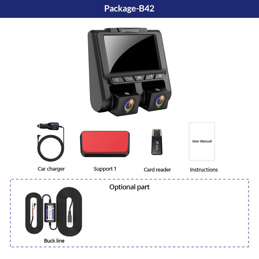 E-ACE Camera Dash Cam 3Inch Car DVR Front And Inner Dual Lens 1080P Loop Video Recorder Night Vision 24H Parking Monitor