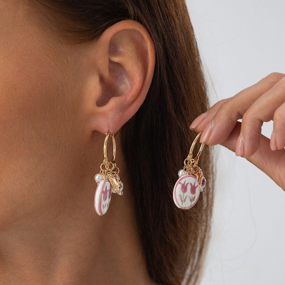 Jewelry Accessories Ceramic Ear Buckle New Chinese Style Hoop Earrings  Party