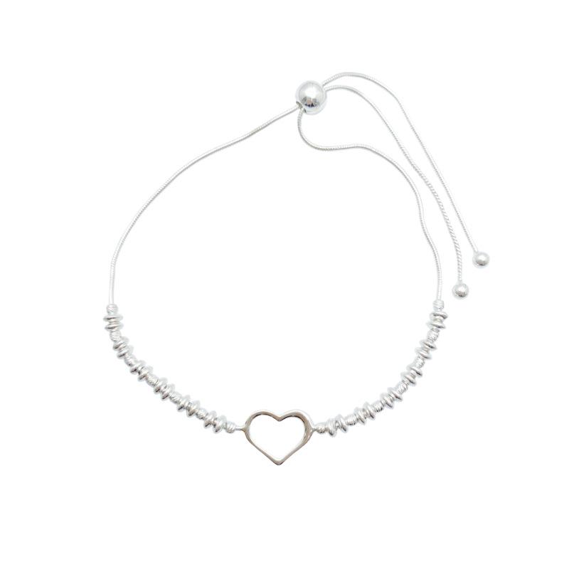 S925 Sterling Silver Heart Bracelet - Elegant, Minimalist, and Versatile Jewelry for Everyday Fashion