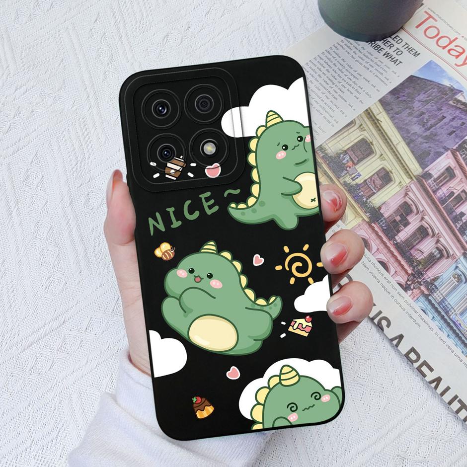 For Honor X8a X8b Cases Cute Dinosaur Leopard Print Liquid Silicone Protective Cover For Honor X8A Honor X8B 6.7 Inches Fundas