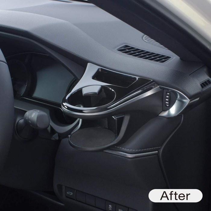 Tsuchiya Yac Harrier 80 Series Vehicle-Specific Air Conditioner Drink Holder - Driver Side - Black/Silver - SY-HR11