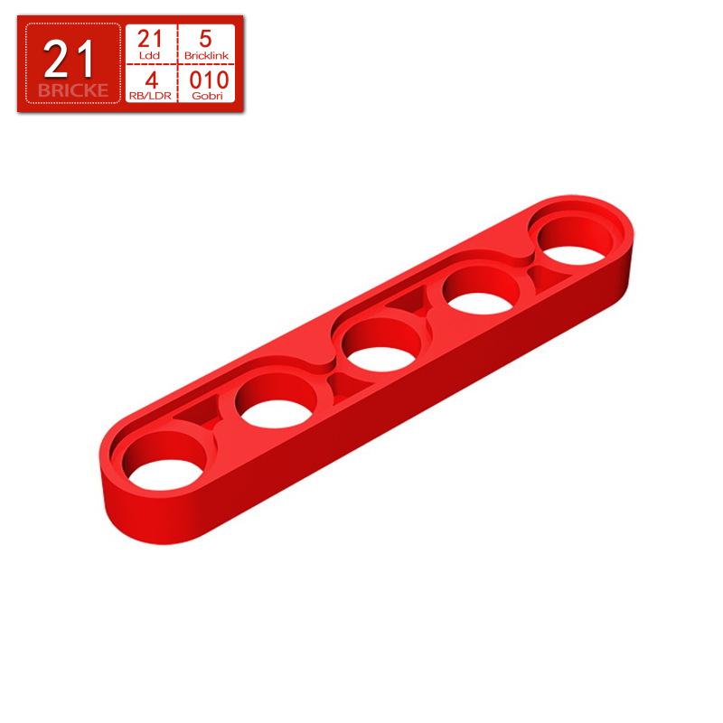 

BRICKE 1x5 Thin Arm with Hole – Compatible with Lego 32017, DIY MOC Loose Parts Building Blocks Single Piece червоний