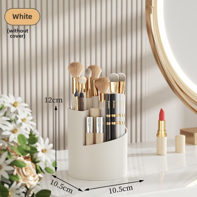 Rotatable Transparent Cosmetics Organizer: Dustproof Makeup Brush Holder & Lipstick Rack