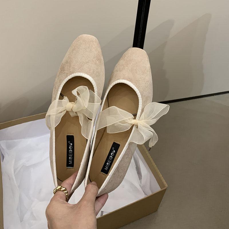 Fashion Fashion Butterfly-Knot Women Mary Janes Flats Slip On Shoes Female Round Toe Footwear Shallow Ladies Flats With Shoes
