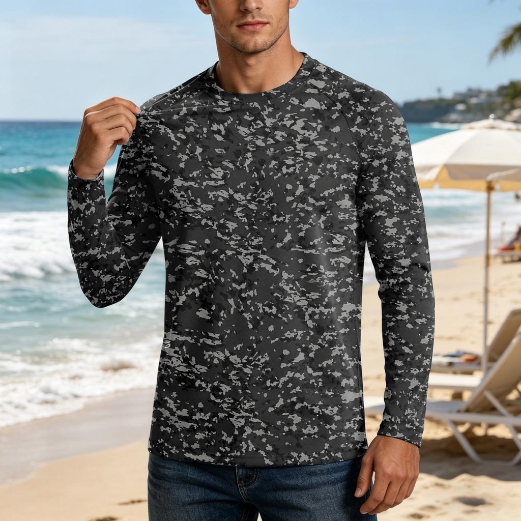Men's UPF50+ Sun Protection Shirt Long Sleeve Outdoor Stretch Athletic Top Lightweight Quick Dry UV Resistant