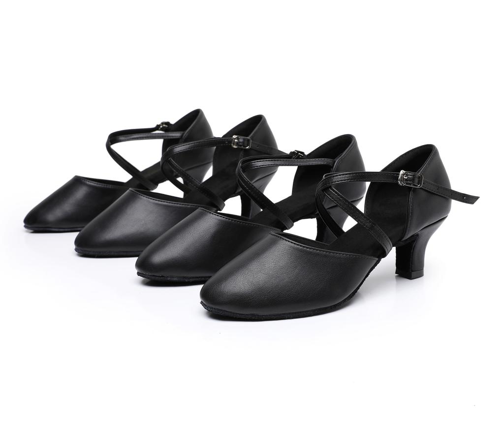 Fashion Women Cross Strap Latin Dance Shoes Adult Interior High Heels Soft Soles Ballroom Tango Teaching Performance Dancing Shoes 5/7cm