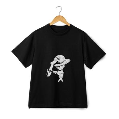 One Piece Luffy Silhouette T-Shirt – Anime Skizzen Strohhut Grafik-T-Shirt