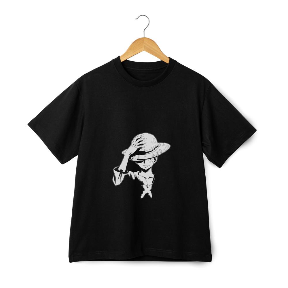 One Piece Luffy Silhouette T-Shirt – Anime Sketching Straw Hat Graphic Tee