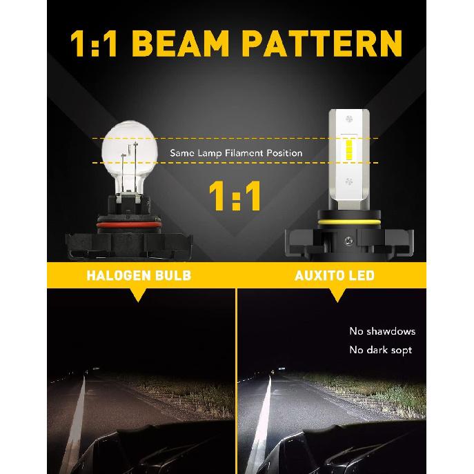 AUXITO 5202 LED Fog Light Bulbs, 6500K Cool White 6000 Lumen Plug And Play, 300% Brighter, 5201 PS19W 12085 PS24W Daytime Running Lights Replacement